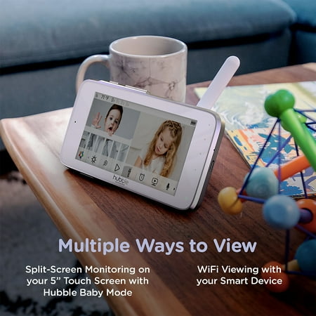 Hubble Connected Nursery Pal Deluxe Twin Wireless, Wi-Fi Enabled Baby Monitor - White