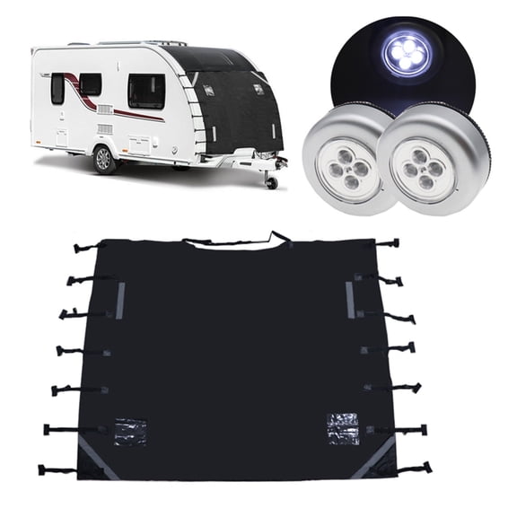Car Accessories 220x175cm Front Towing Cover Protector Dustproof Reflective Strip Camper Trailer Caravan Waterproof Cover ,Durable Material