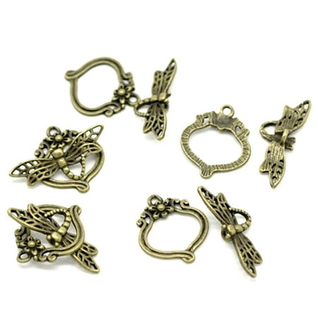 Cross Toggle Clasp - 30 Antique Brass Dragonfly Toggle Clasps 29x11mm 22x19mm Sold Per 30 Sets