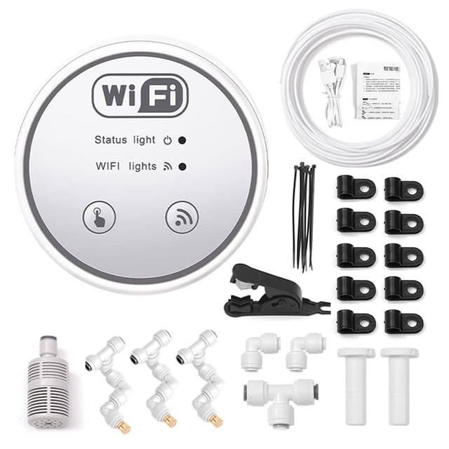 yeacher Smart WiFi Rainforest Misting System with 10m Range & 3 Nozzles - Quiet Plant Humidifier & Irrigation Kit for Indoor/Outdoor Use
