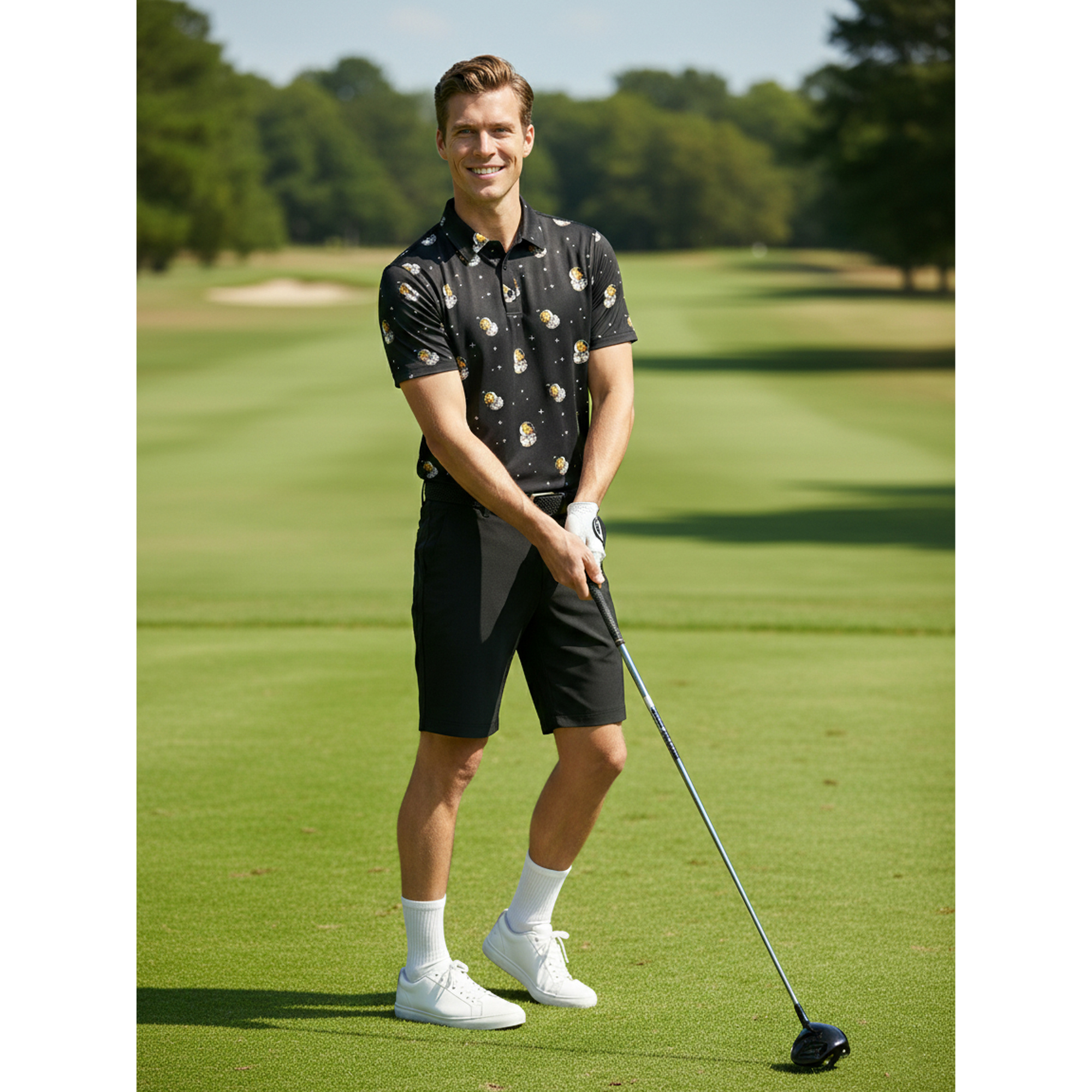 Birdie Bound Men's Discovery Print Golf Polo Shirt photo 6