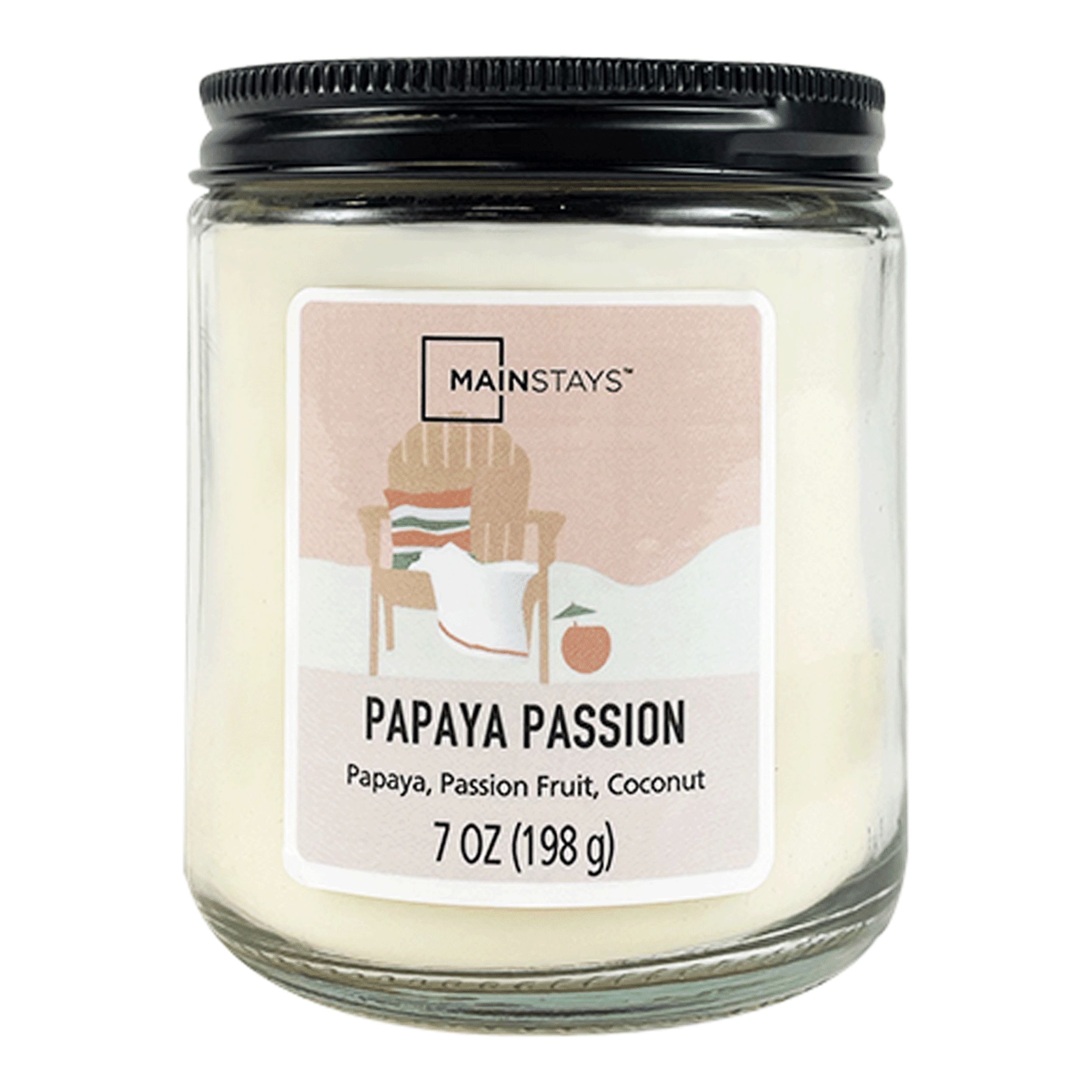 Mainstays Papaya Passion Scented Single Wick Glass Jar Candle 7 Oz 4 Pack