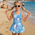 thumbnail image 3 of Xixirimido Daisy Blue Tie-dye Print Girls Swimsuit Sleeveless One Piece Skirted Swimwear Modest Hawaiian Bathing Suit for Beach Water Park Kids Swim Dress, 10-11 Years, 3 of 7