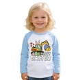 thumbnail image 2 of FAOWME Children Kids Girls T Shirt Long Sleeve Round Neck Easter Bunny Graphic Print Comfortable Breathable Top For Holiday Festival Celebration,Light Blue,5-6 Years, 2 of 6