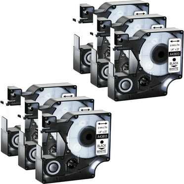 GREENCYCLE 6PK Compatible for DYMO D1 Label Tape 43613 6mm 7m Black on White for LabelManager LabelPoint LabelWriter 3M Label Maker