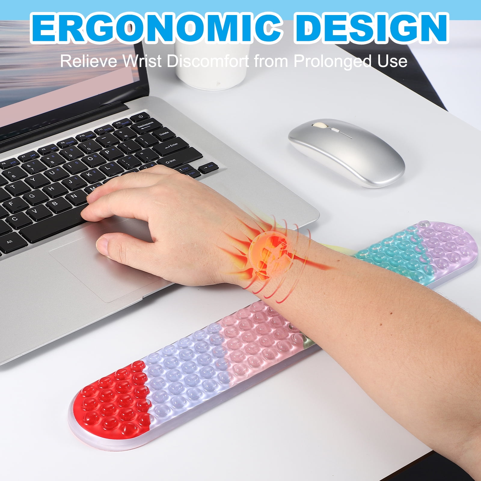 Uxcell Gel Wrist Rest, Gel Mouse Pad Mouse Wrist Support for Keyboard and Mouse Ergonomic,Keyboard Pad Ocean Blue Ombre