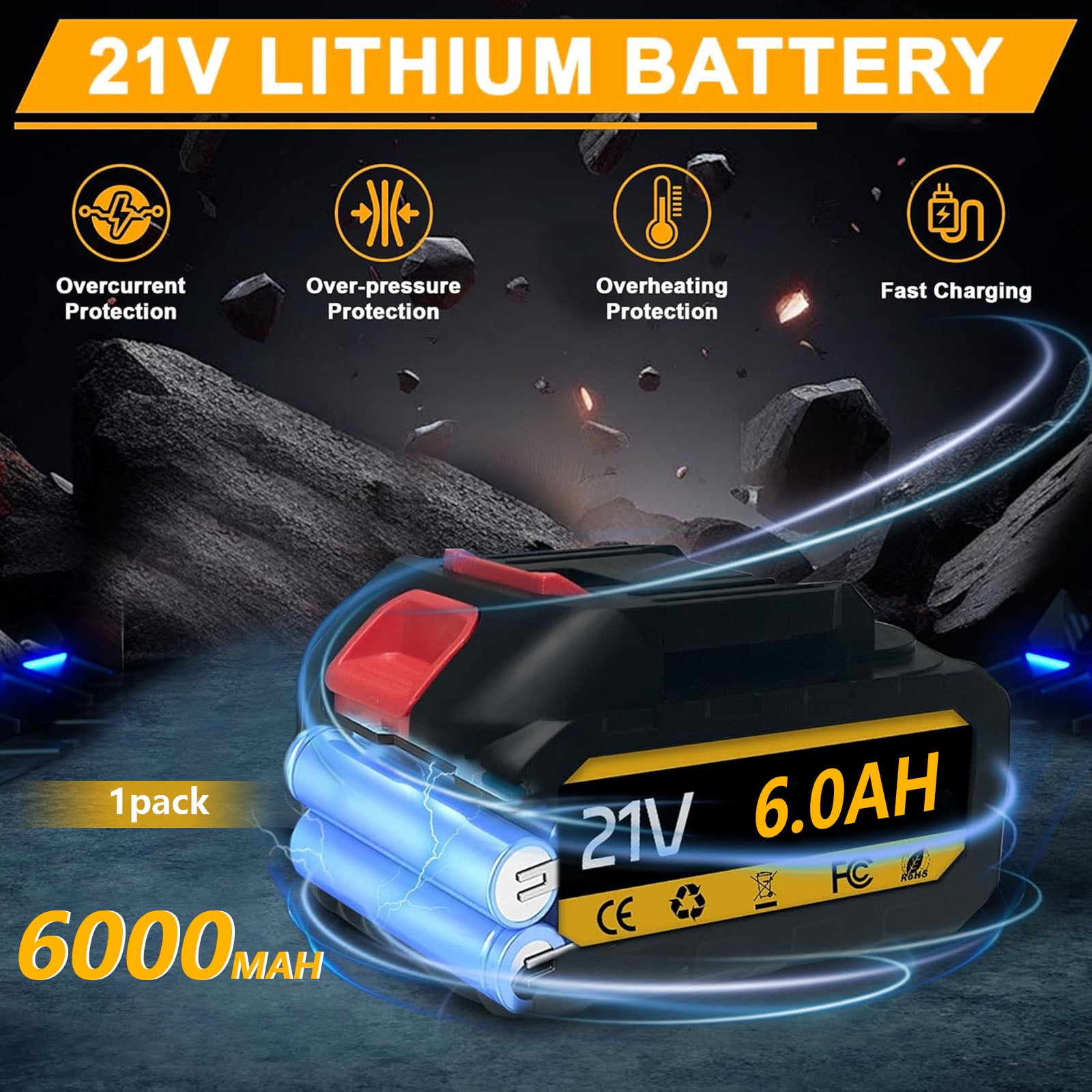 Gijjgole Cordless Impact Wrench, (300N.m) Brushless 1/2 inch Impact Gun, 3000RPM High Torque Impact Gun with 6.0 Ah Battery, Charger, 4 Sockets, Electric Impact Wrench for Car Home, Father's Day gift