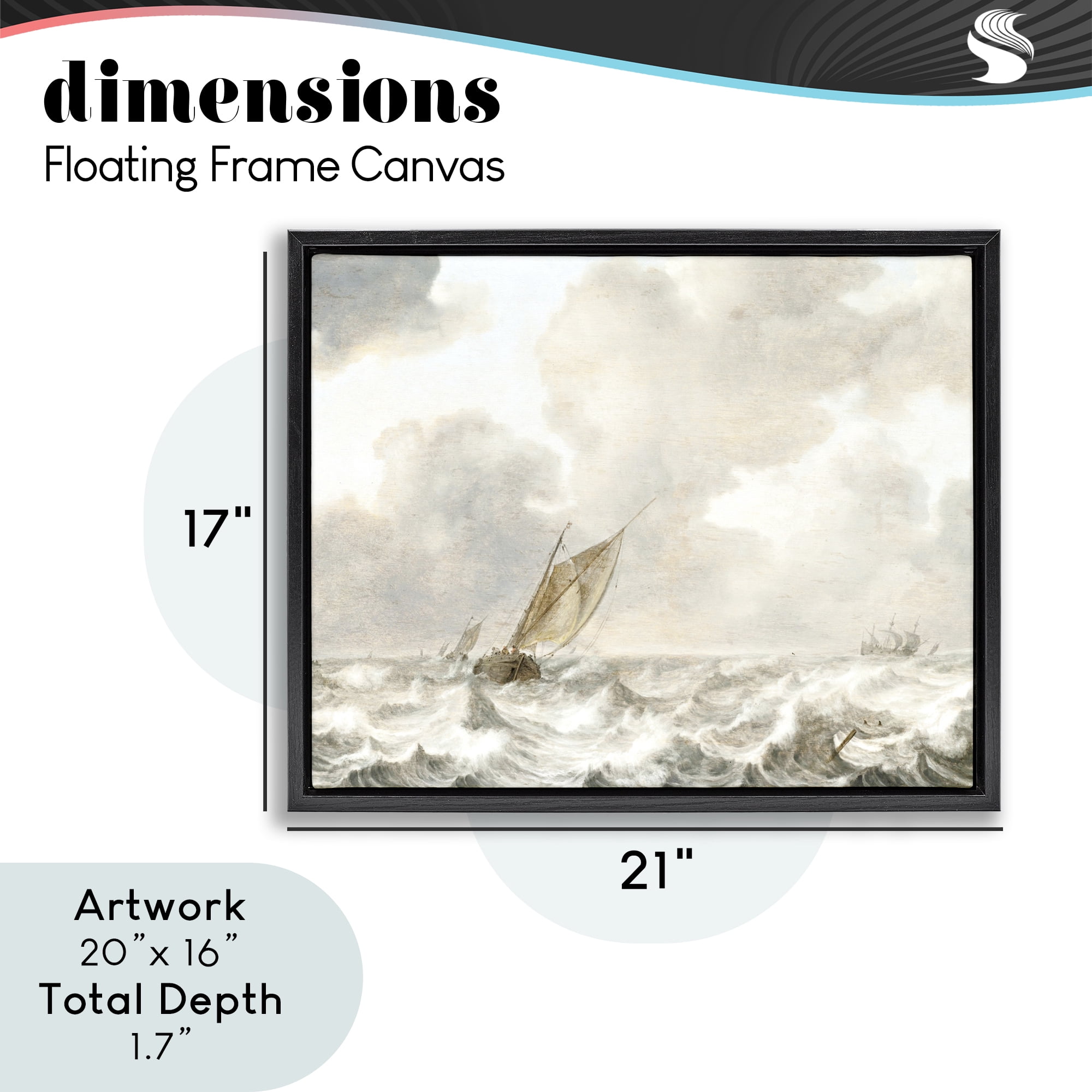 Stupell Industries Vintage Stormy Seas Black Framed Floater Canvas Wall Art, design by Leah Straatsma