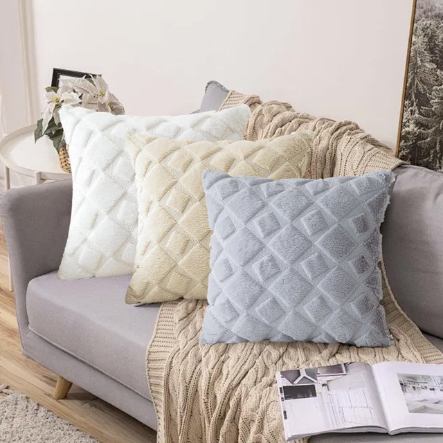 Sentmoon Decorative Pillows for Couch Cushion Cover 45x45cm Set Of 2 Faux Velvet Stylish Cute Soft Three-dimensional Pattern Modern Zipper Home Decoration Car Decoration Interior Living Room Decor