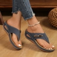 thumbnail image 6 of THDHVS Womens Wedge Sandals,Wedge Sandals for Women,Women's Soft Footbed Fashion Slide Sandals Navy 7.5, 6 of 7