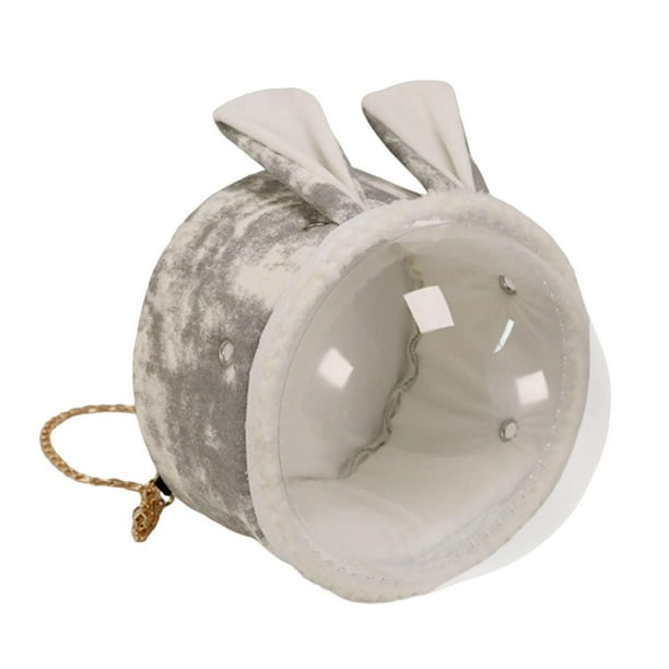 Bolsa de transporte de viajes de hámster, mochila portadora de tigas de indias con ventana de burbujas transparente portador de animales pequeños para Gris