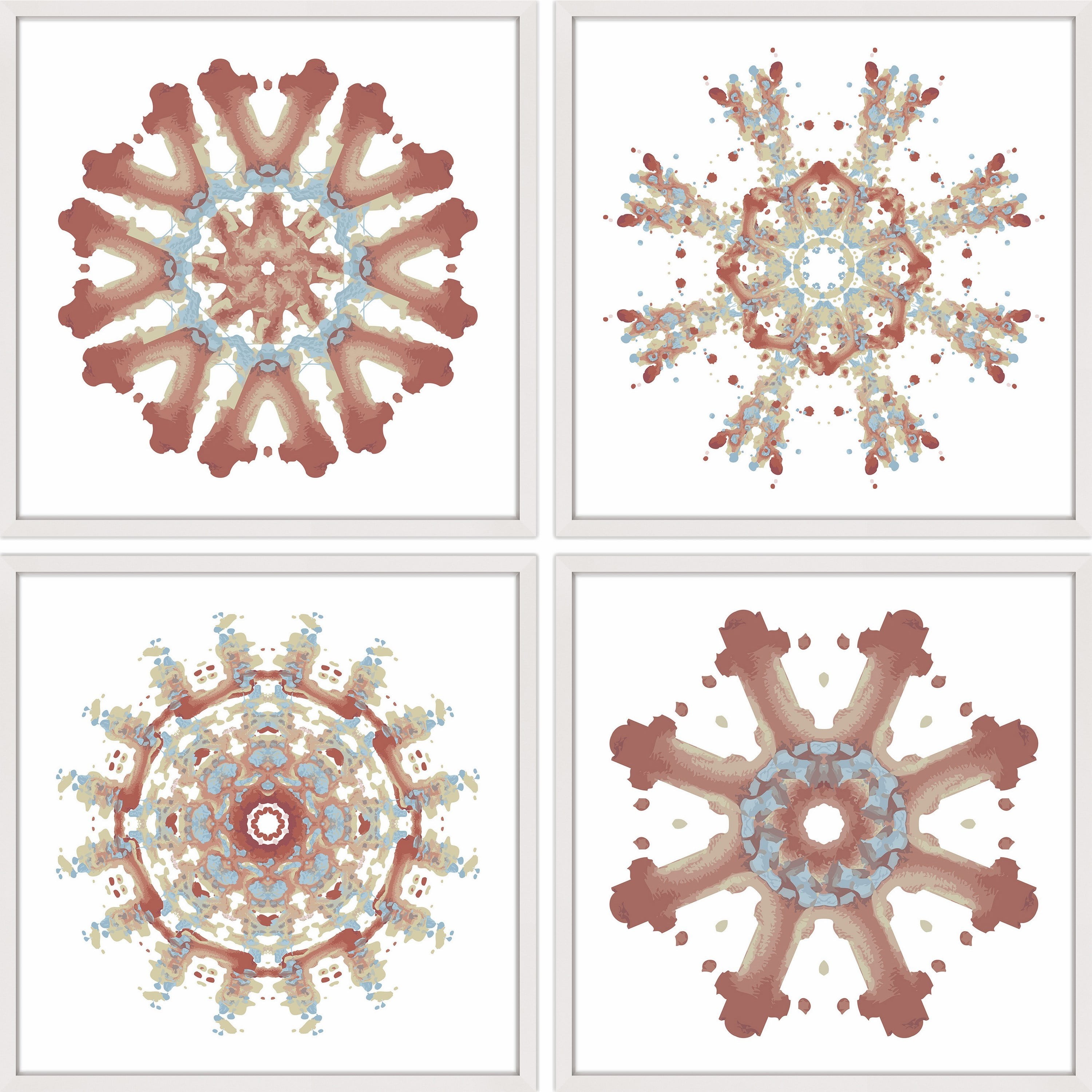 Modern Snowflakes Quadriptych