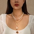 thumbnail image 3 of NICKSUN Boho Beach Layered Necklace, Seashell Starfish Imitation Pearl Stackable Multi Strand Choker Necklace, Vintage Ocean Vacation Women Neck Jewelry, 3 of 5
