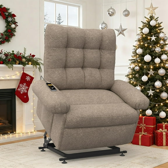 3 Motor Lift Chair for Elderly, LEGAHOME Easy Stand Assist Electric Power Lift Recliner with Side Pocket, Home Theater Recliners for Living Room, Chenille Fabric, 350 lbs Capacity, Dark Coffee
