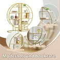 thumbnail image 5 of Royard Oaktree Bookshelf Round Bookcase with 4 Tiers Open Shelves Wood Bookshelves with Gold Metal Frame 2-pcs Half Moon Shelf Modern Display Storage Shelf for Living Room Bedroom Home Office, 5 of 7