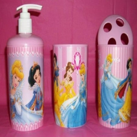 Bathroom Cup Dispensers - Disney Princess Pink Bathroom Set - Soap Dispenser - Cup - Toothbrush Holder