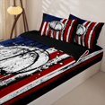 thumbnail image 3 of Manfei Vintage Basketball Zipper Queen Comforter Set with Fitted Sheet and 2 Pillowcases,Classic Us Flag Striped Zipper Bedding Set,Red White,Black Reversible,4pcs, 3 of 8