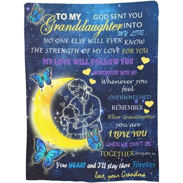 LHSHID My Granddaughter Soft Warm Throw Blanket Lightweight Flannel Fleece Bed Blanket Gift for Girls Boys Men Women Chair Couch