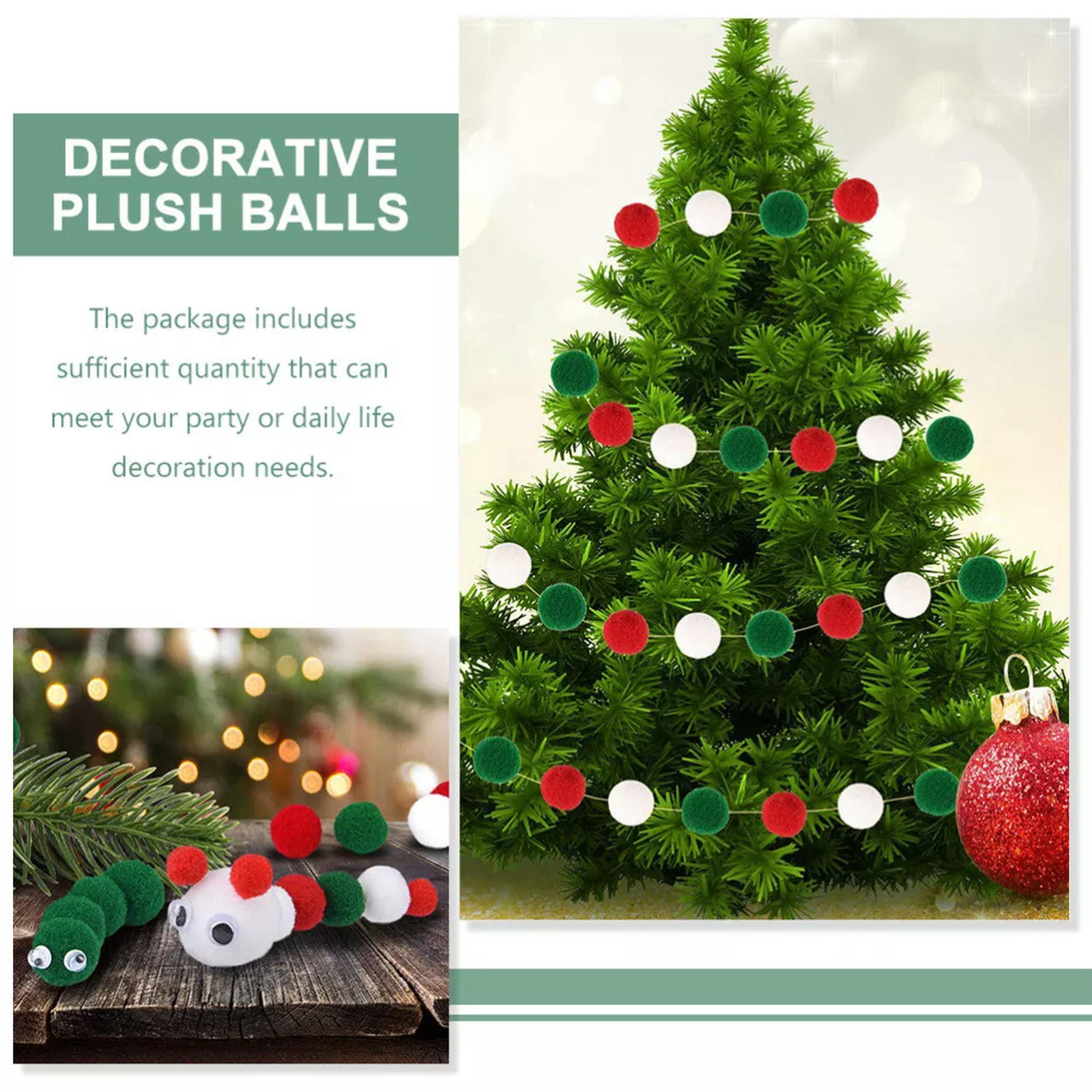 HOOUN 1000 Pcs Party DIY Props Christmas Pom Poms Xmas Tree Pompoms Balls