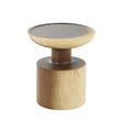 thumbnail image 6 of DecMode 16" x 18" Brown Wood Handmade Accent Table with Cylinder Block Base, 1-Piece, 6 of 9