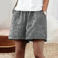 thumbnail image 2 of Kvture Women's Casual Wide Leg Shorts with Pockets Vintage Elastic Waist Striped Pattern Short Pants for Women M, 2 of 6