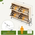 thumbnail image 4 of Ourlova Shoe Cabinet with 4 Flip Drawers Freestanding Shoe Storage Cabinet Narrow Shoe Storage Cabinet Rustic Oak Rattan Hidden Shoe Rack Cabinet for Entryway Hallway Oak, 4 of 6