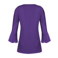 thumbnail image 4 of Womens Collared V Neck 3/4 Sleeve Shirts Solid Color Casual Tops Loose Blouses (S-3XL), 4 of 4