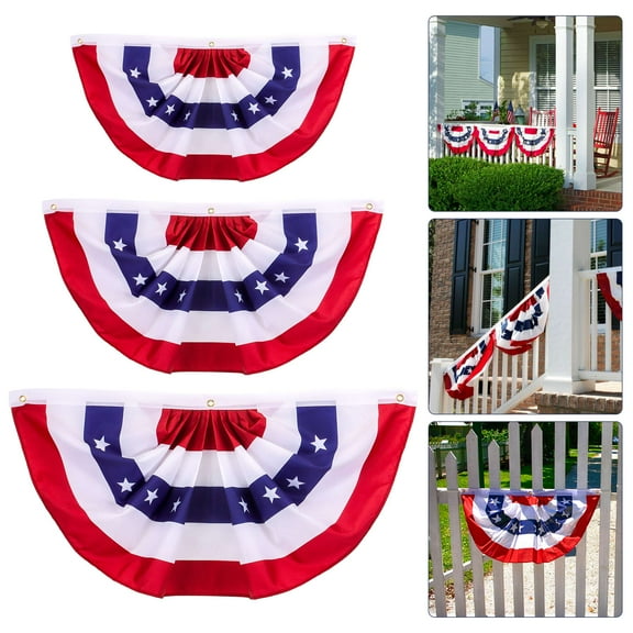 Deago USA Pleated Fan Flag American US Bunting Flag Patriotic Half Fan Banner Flag for 4th of July Memorial Day Indoor Outdoor Decoration (5 Pack, 1.5x3 Feet)