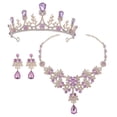 thumbnail image 1 of Bride Jewelry Set 1Set Purple Rhinestone Durable Rhinestone Shine Crowns Earrings Necklace for Decor, 1 of 5