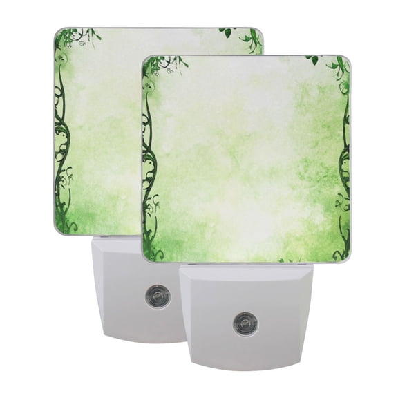 Leaves Border Pattern LED Night Light with Smart Sensor Plug Into Wall Dusk to Dawn 2 packs
