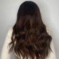 thumbnail image 3 of Peluca HUOGUO Air Bangs, pelo largo y rizado, marrón oscuro degradado, 3 of 5