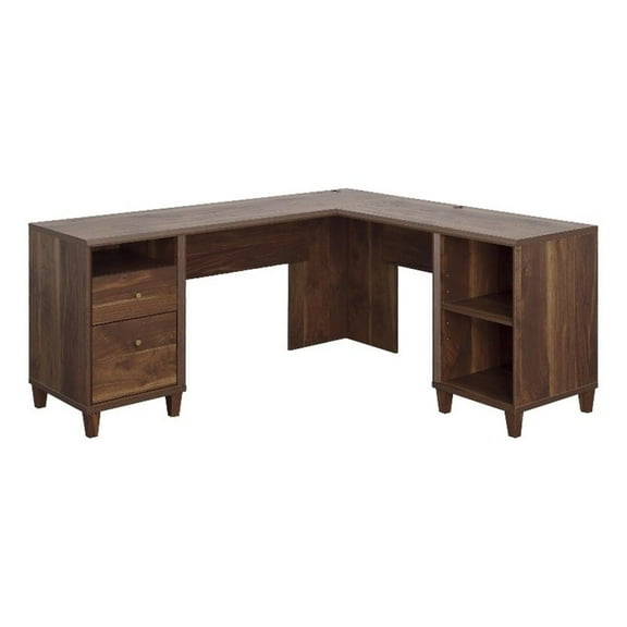 UrbanPro Modern Engineered Wood L-Desk in Grand Walnut Finish