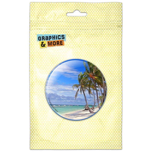 Tropical Beach Island Sky Clouds Vacation Pinback Button Pin Badge