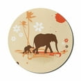 thumbnail image 1 of Animal Mouse Pad for Computers, Mother Babyin Tropical Lands Desert Illustration of Safari Kids, Round Non-Slip Thick Rubber Modern Gaming Mousepad, 8" Round, Orange Brown Cream, by Ambesonne, 1 of 2