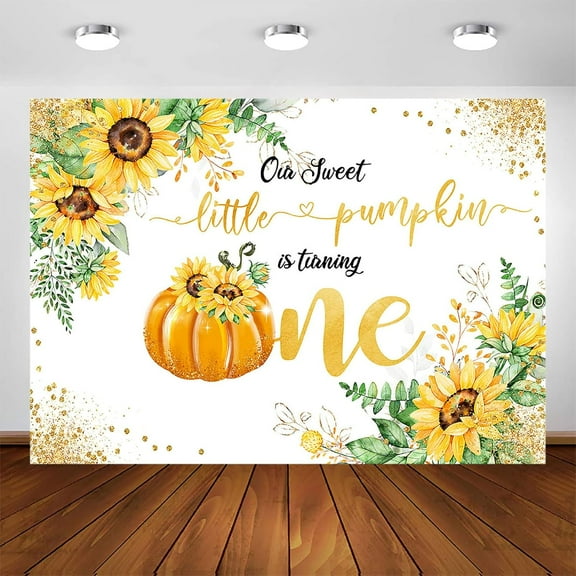 Pumpkin 1st Birthday Backdrop Sunflower Little Pumpkin First Birthday Party Decorations Photoshoot Autumn Sunflower Fall Birthday Party Photography Background