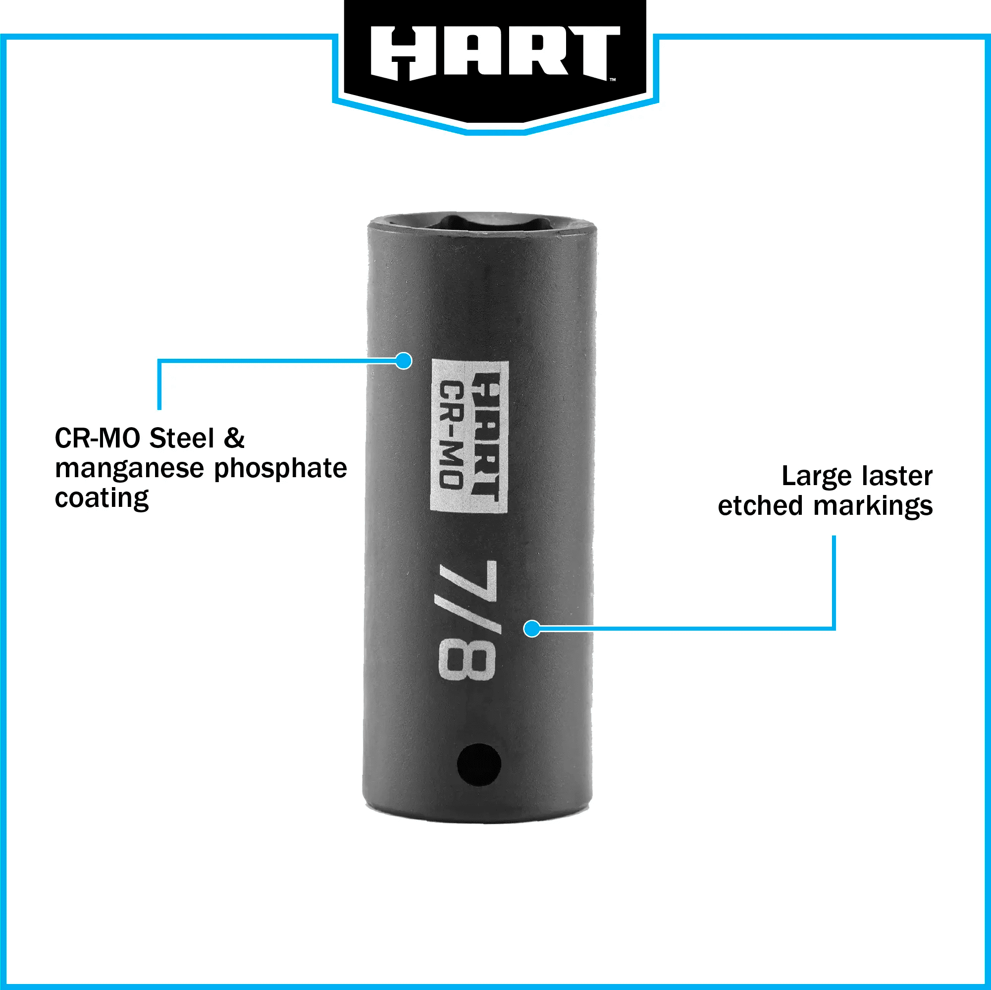 HART 11 Piece 1/2-inch CR-MO Impact Rated Socket Set , Standard Sockets