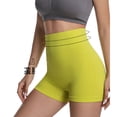 thumbnail image 3 of Seamless Leggings Shorts for Women High Waisted Butt-Lifting Rib-Knit Soft Yoga Workout Running Biker Shorts (M, Yellow), 3 of 4