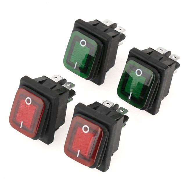 Luz roja verde DPST ON-Off Interruptor basculante para barco 4 pines 2 posiciones Impermeable A prueba de polvo Lámpara verde roja Interruptor basculante 220 V Voltaje nominal 4 piezas/juego
