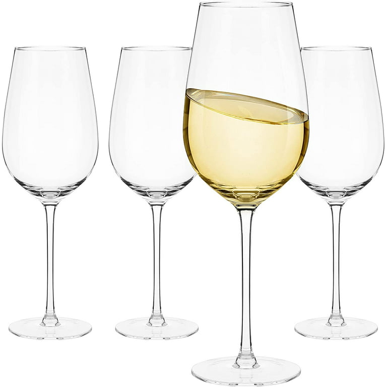 White Wine Glasses Set of 4- Modern Crystal Hand Blown Wine Glass