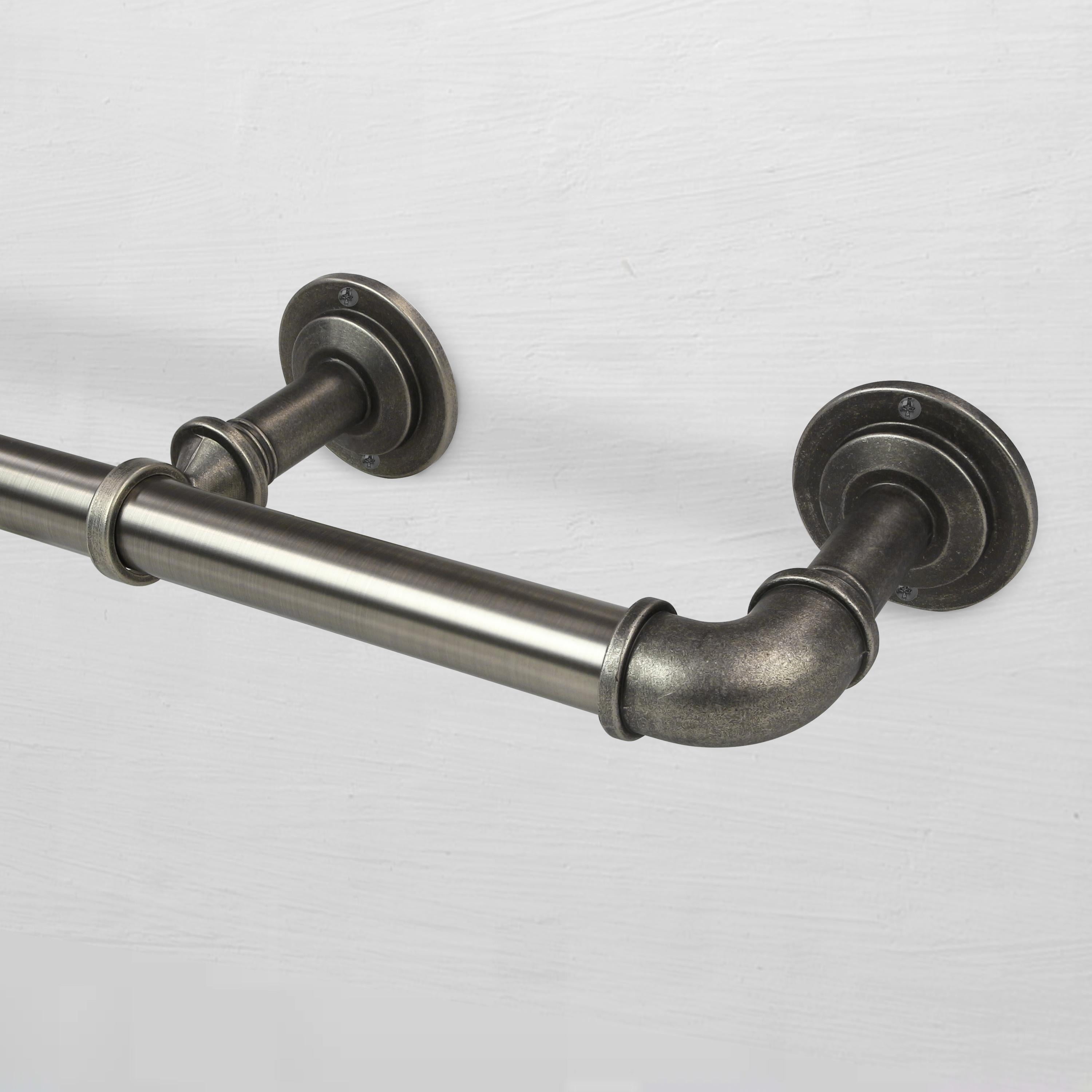 (2 pack) Better Homes & Gardens Industrial Pipe Wraparound Curtain Rod Set, 42 in to 120 in, Antique Nickel