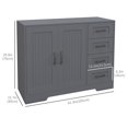 thumbnail image 3 of HOMCOM Buffet Armoire de Rangement avec Armoire à 2 Portes et 4 Tiroirs, Gris, 3 of 10