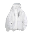 thumbnail image 2 of Mens Packable Lightweight Sun Protection Jacket Long Sleeve Windbreaker Nylon Full-Zip Hooded Vented Raglan Sleeve Zip Pockets for Running, 2 of 5