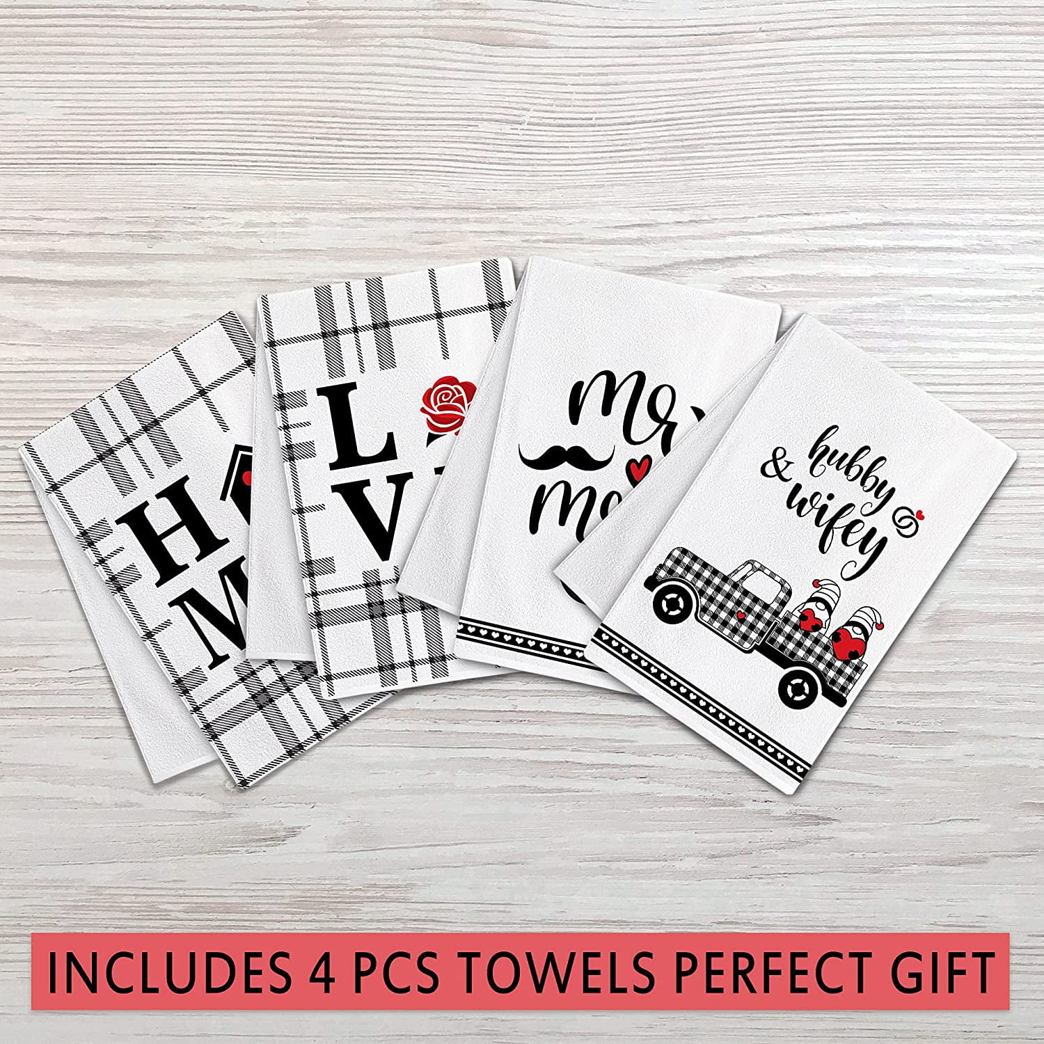  Wedding Gifts For Newlyweds, Just Married Gifts For Couples  Marriage Wedding Novelty Kitchen Dish Towels For Happy Couples, Mr And Mrs  Gifts Dishcloth 24 X 16 Inch Set Of 4