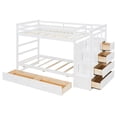 thumbnail image 6 of Harper & Bright Designs Stairway Bunk Bed Twin over Twin, Wooden Twin Size Bunk Bed Frame with 6 Storage Drawers and Staircase for Boys and Girls Adults, White, 6 of 20