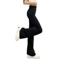 thumbnail image 3 of Cenuakty Women Fashion Flared Pants, Solid Color High Waist Wide Leg Trousers Casual Hipster Streetwear, 3 of 9