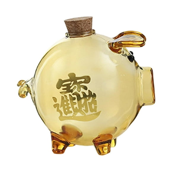 Hucha de cristal con forma de cerdito, adorno para ahorrar dinero, tarro para guardar monedas, ideal para la ducha, para niños y niñas, de escritorio. Amarillo