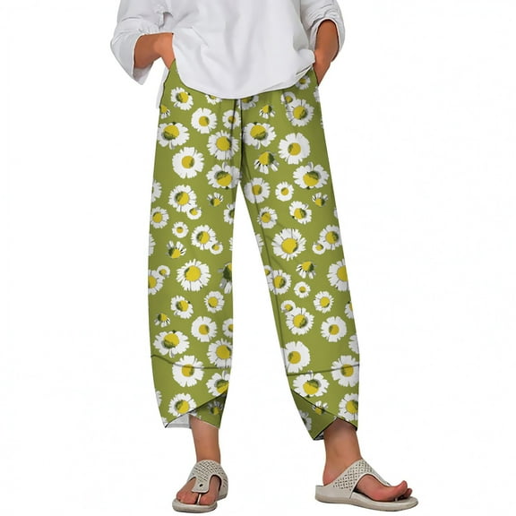 CLOOCL New Plus Size Pants for Women Small Sunflower 3D Printed Trousers Loose Oversize Female Casual Jogging Pants