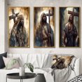 thumbnail image 1 of Designart "Jesus with Cross in Black III" Religious Landscape Framed Wall Art Set Of 3 - Black Religious Landscape Frame Gallery Wall Set For Home Decor, 1 of 6