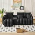 thumbnail image 3 of Miekor Furniture 91.7" Premium Teddy fabric Sofa, Modern Sectional Cloud Sofa with Console,USB charger,Cup Holder Storable Indoor Funiture for Living Room,Apartment, Black MK9621, 3 of 12
