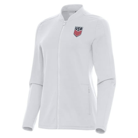 Women's Antigua White USMNT Continual Full-Zip Jacket